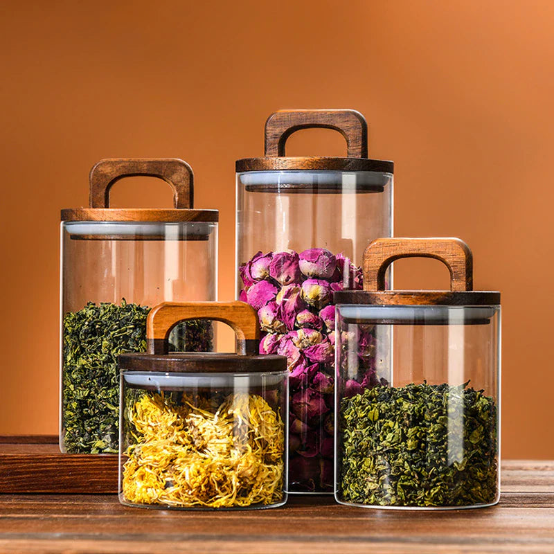 Glass Jar with Wooden Cap | Keep Your Food Fresh Longer