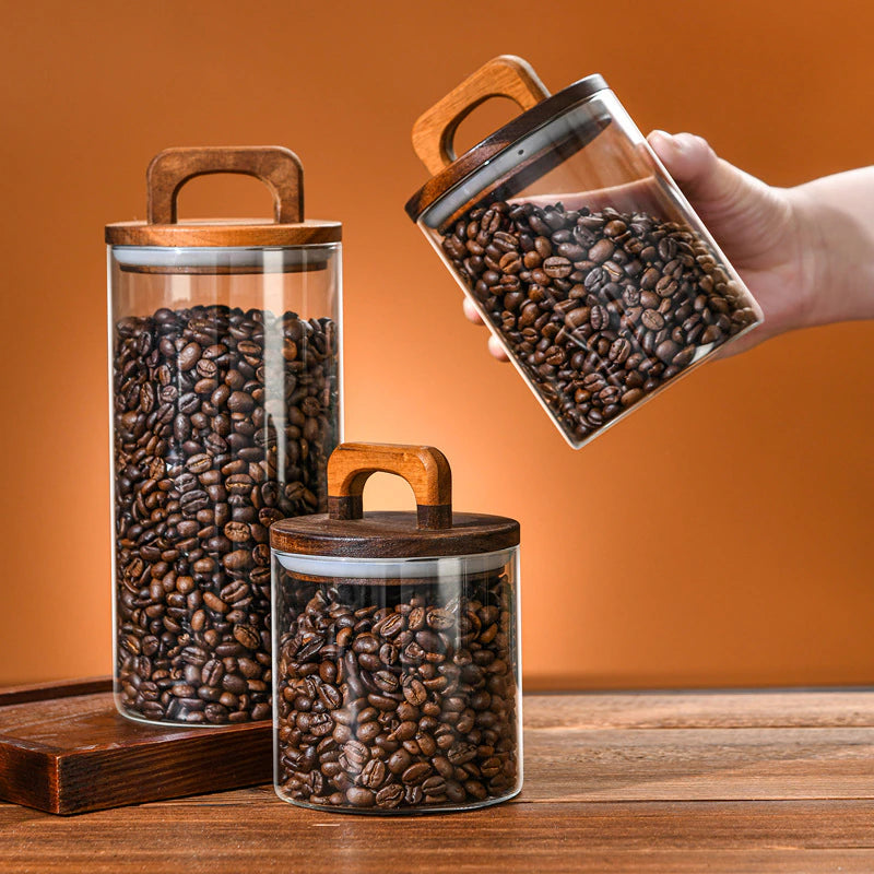 Glass Jar with Wooden Cap | Keep Your Food Fresh Longer